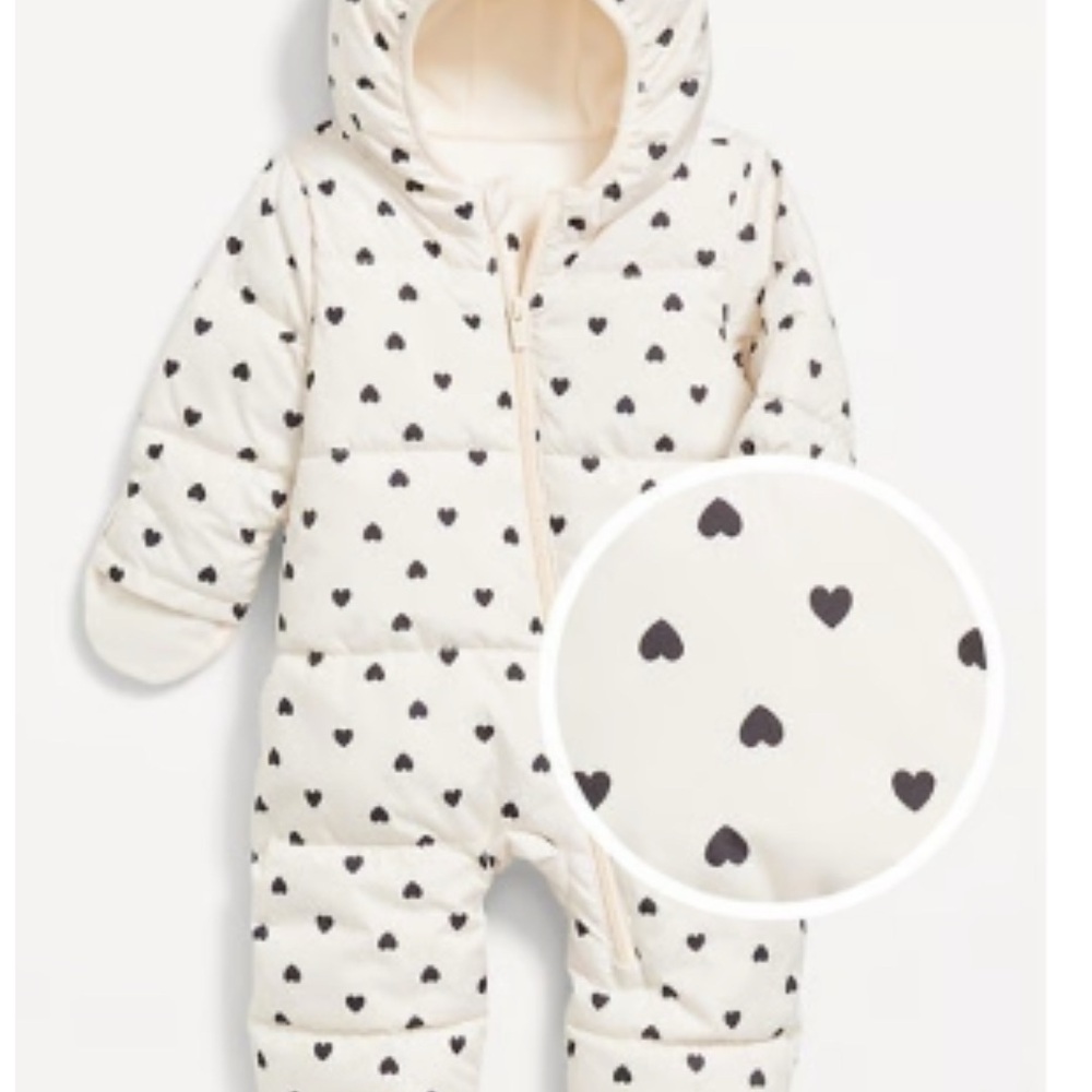 Old Navy 6-12 Months Cream Heart Print Kids One Piece